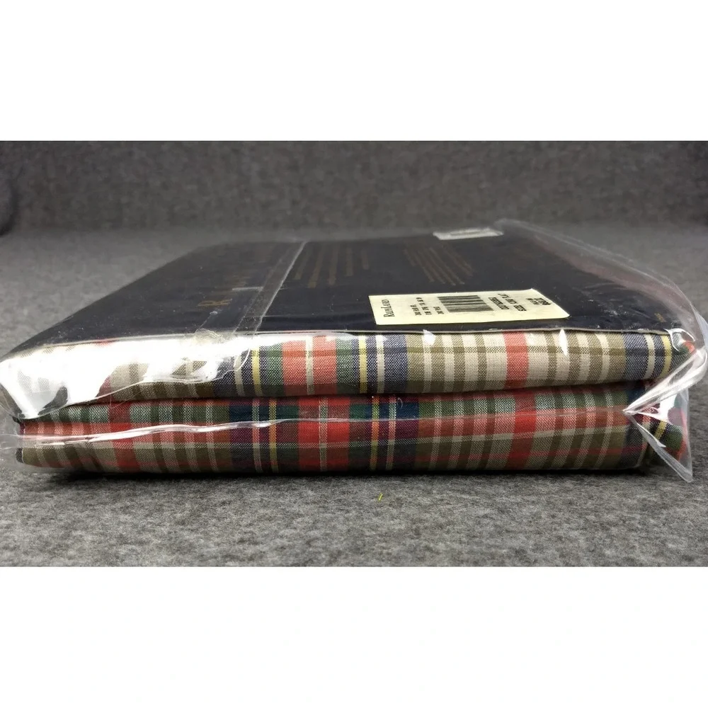 Ralph‎ Lauren Home King Flat Sheet 100% Cotton Jack Plaid Multicolor NIP NEW